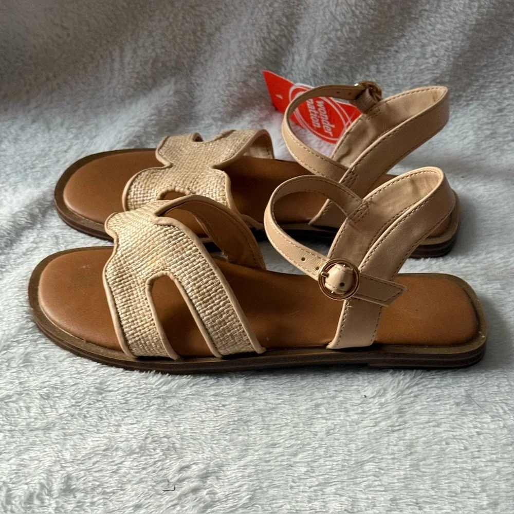 Wonder Nation Girls Tan‎ Sandals Size 1 Adjustable Straps New